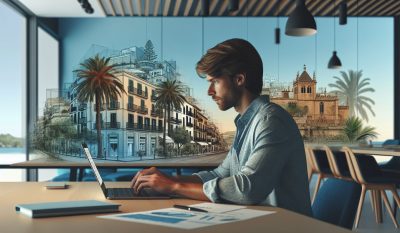 un consultor de marketing trabajando en un proyecto digital en Palma de Mallorca